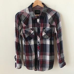 Rails double layer plaid button down